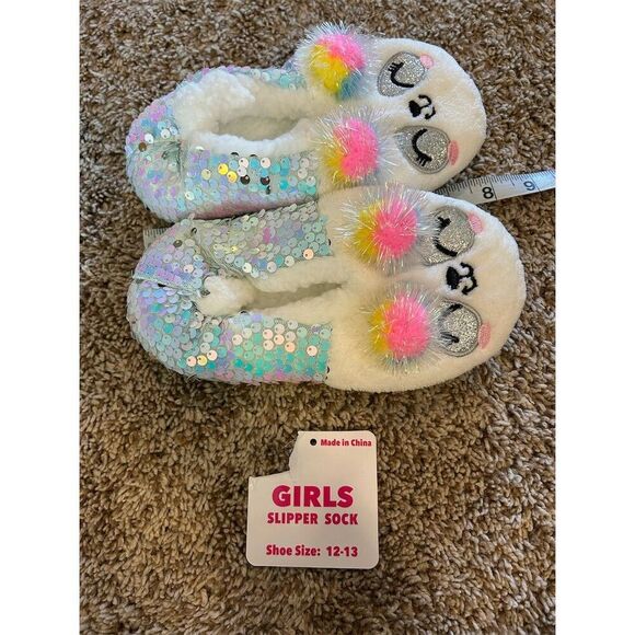 B Tween Girls Unicorn Sequin Slippers Size 12-13 Multicolor - Picture 5 of 5